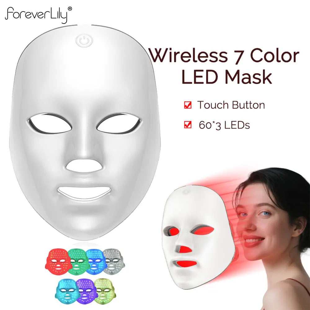 Wireless LED Mask 7 Color LED Face Mask Photon Skin Firming