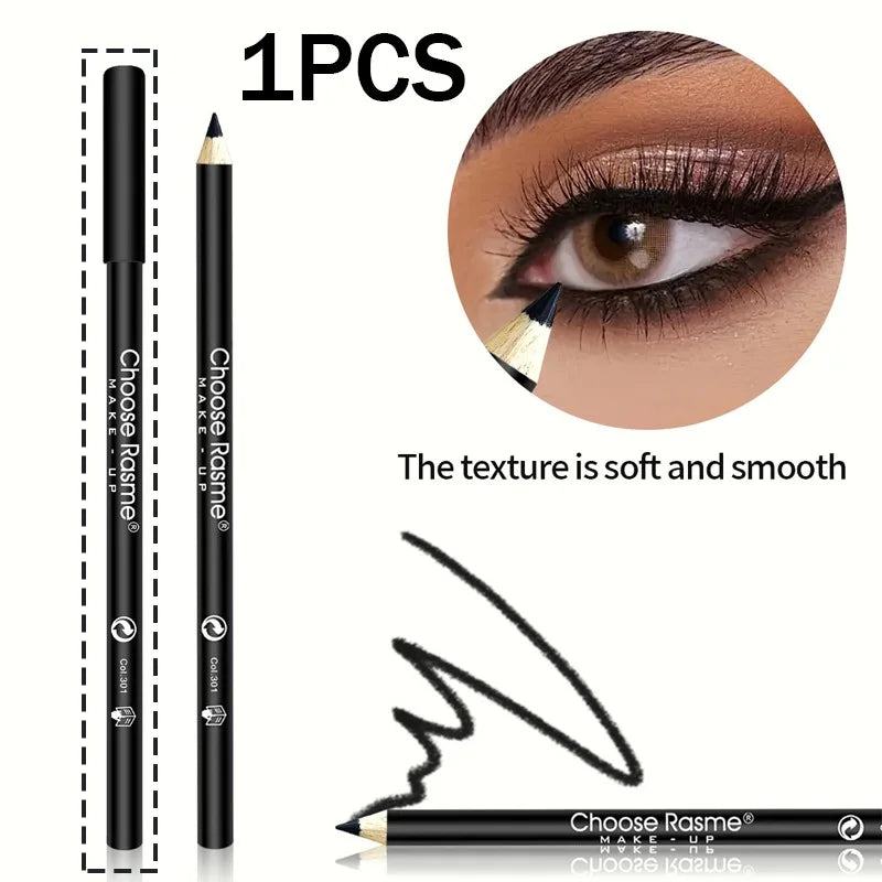 1/3Pc High Pigmented Eyeliner Pencil Black Wooden Eyeliner Eyebrow Pencil Hard Refill Smooth Black Long-Lasting Cosmetics Makeup