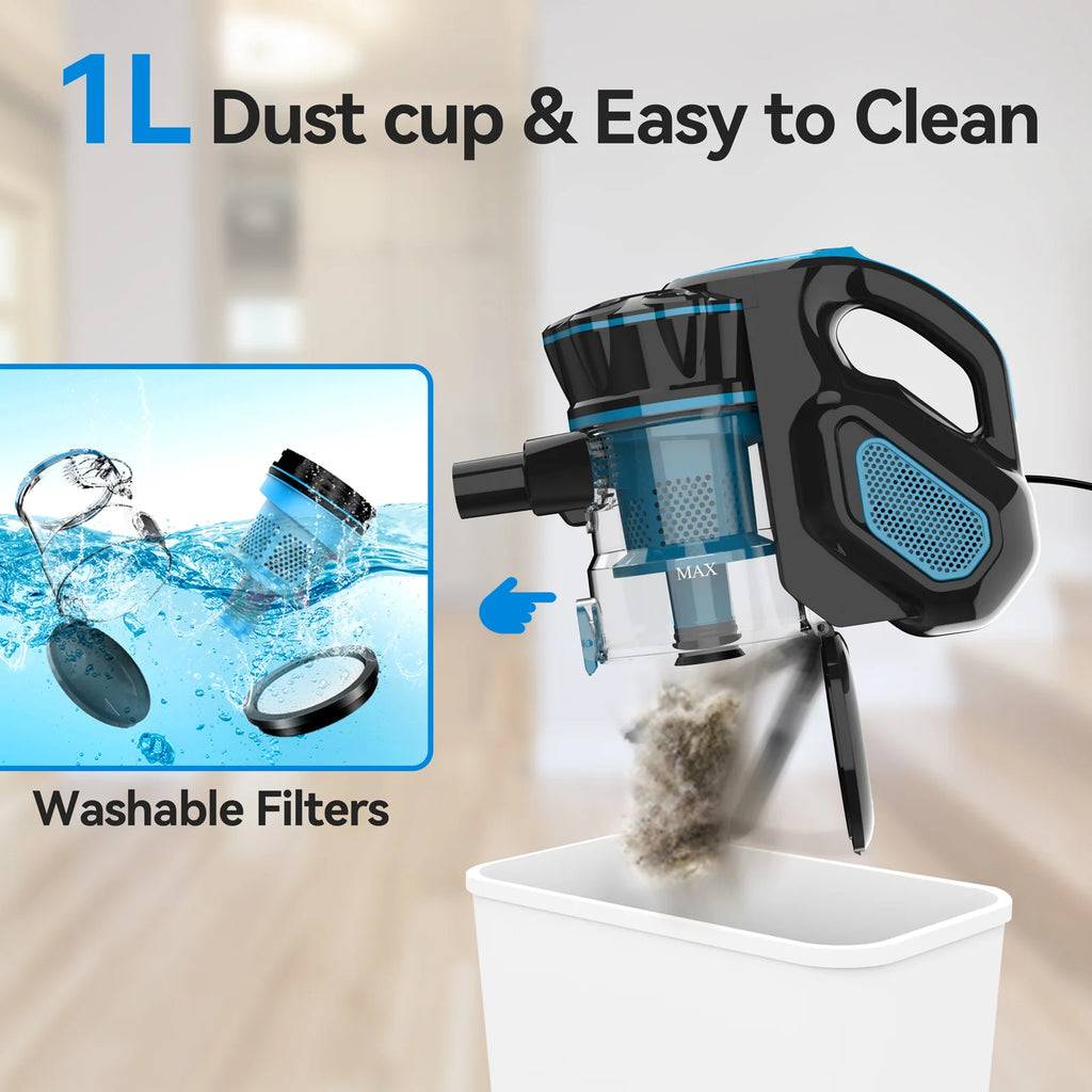 INSE I5 Corded Vacuum Cleaner, 600W 18Kpa 6M Long Cord Stick Vacuum for Household Cleaning