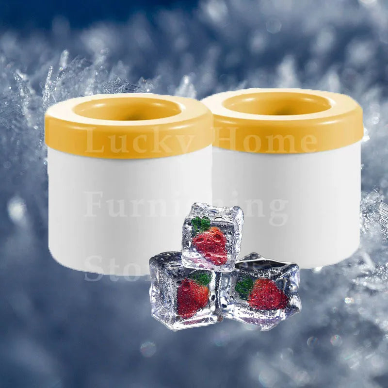 2-in-1 2/1pcs Ice Bucket & Maker, Round Silicone Mold with Quick Freeze Tray