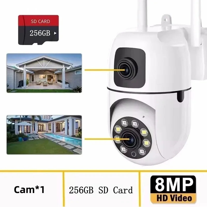 Home Camera HD 8MP Baby WIFI Camera Dual Lens Indoor Mobile Tracking
