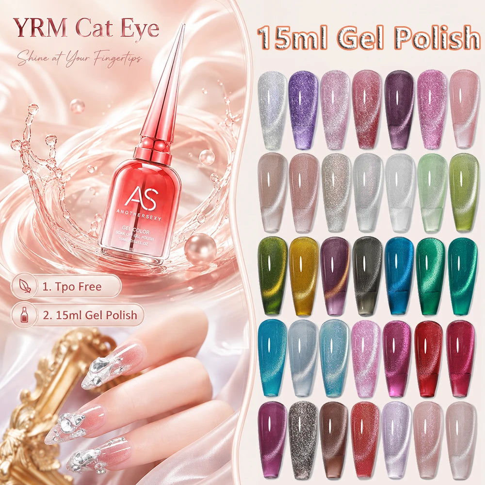AS 15ml Cat Magnetic Gel Nail Polish Cat Eye Glitter