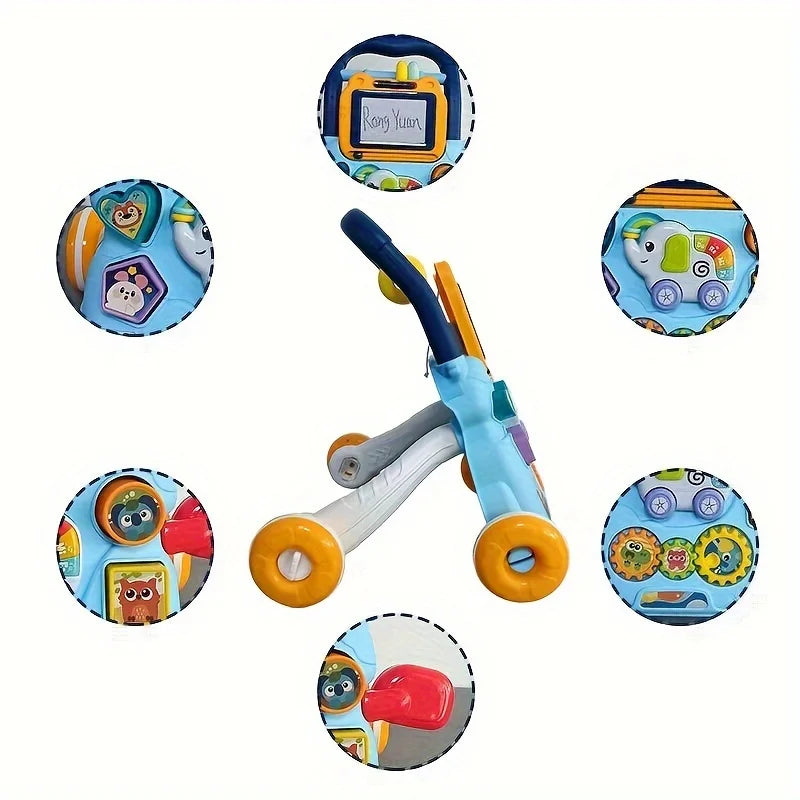 Baby Walker Trolley Early Educational Learning Walking Pushing Wheel