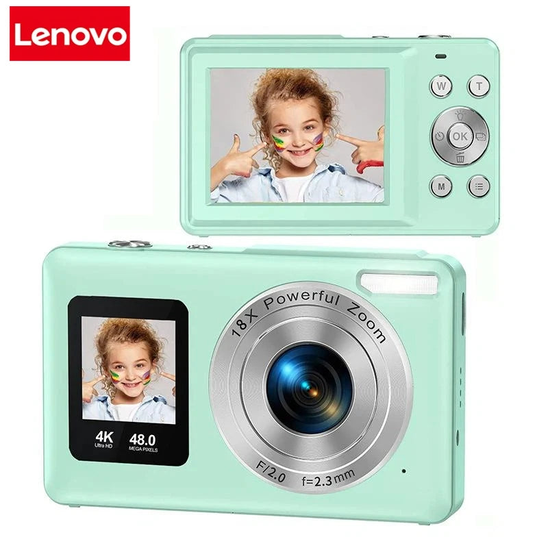 Lenovo 4K Digital Camera 48MP Dual Screen, Auto Focus Anti-Shake 16X Zoom,