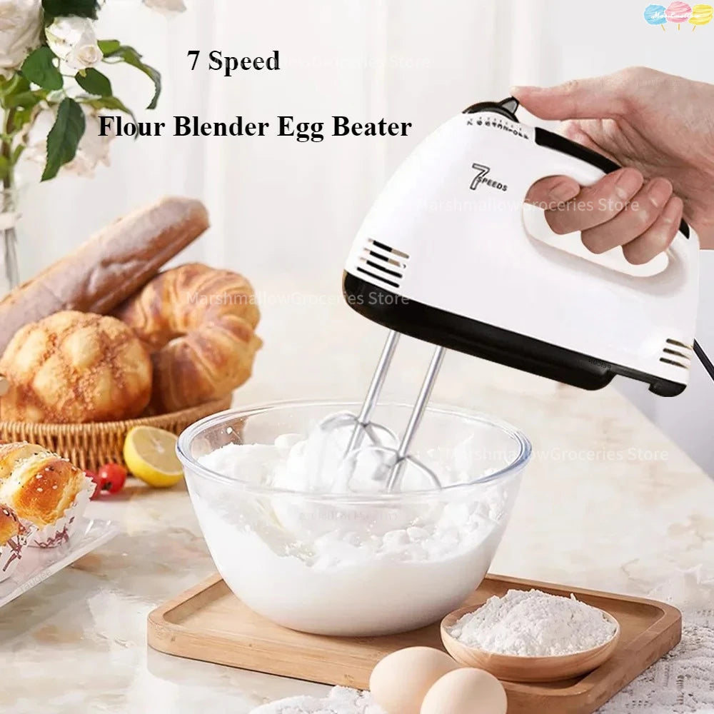 7-Speed Electric Hand Mixer Automatic Blender for Cream, Egg, Cake, Dough