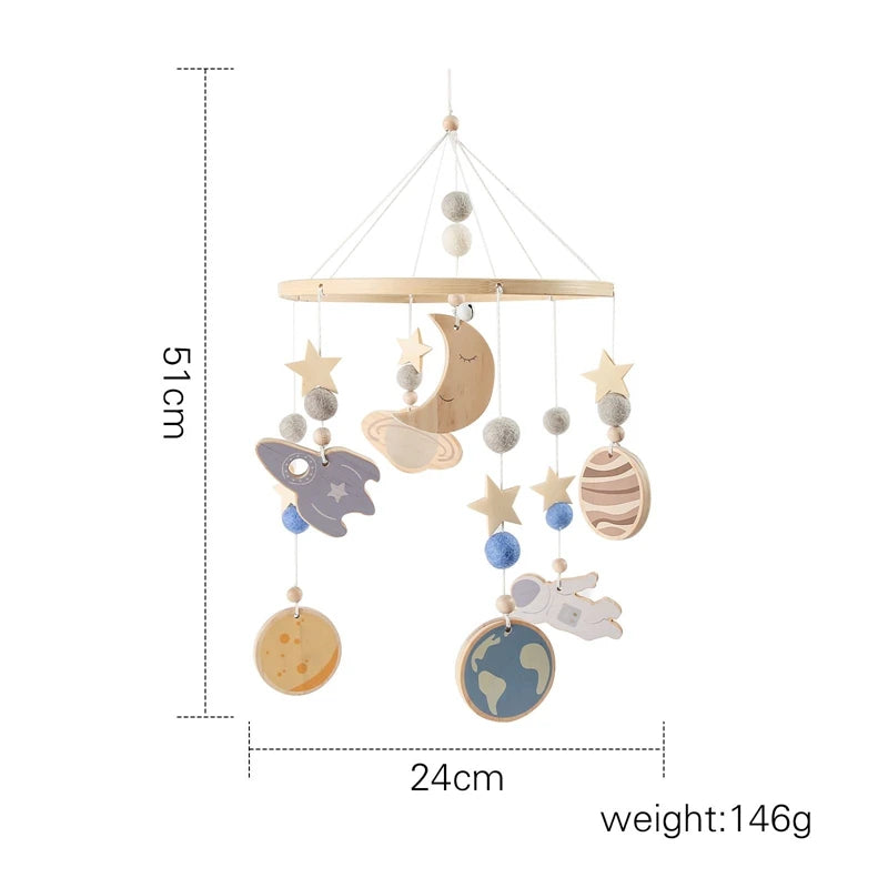 Let's Make Baby Rattle Toy 0-12 Months Wooden Mobile Newborn Music Box Bed Bell Hanging