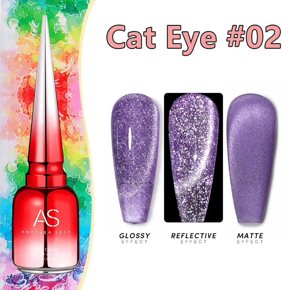 AS 15ml Cat Magnetic Gel Nail Polish Cat Eye Glitter