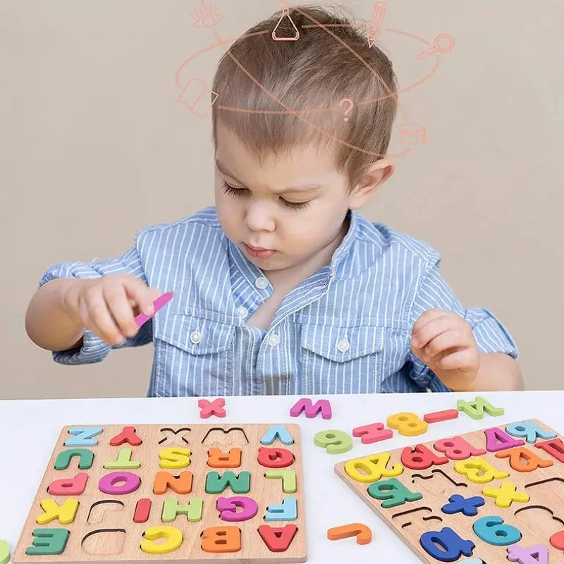 Montessori Wooden Puzzles Matching Games Early Education Toys Mathematics Shape Cognition