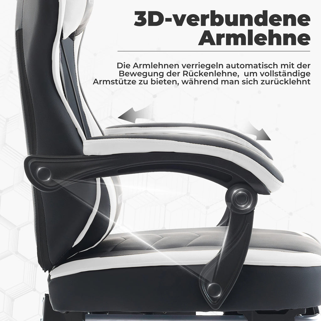 WOTSTA Gaming Chair with Footrest Gamer Chairs Ergonomic with Lumbar Cushion Headrest Chair Height Adjustable Computer Chair
