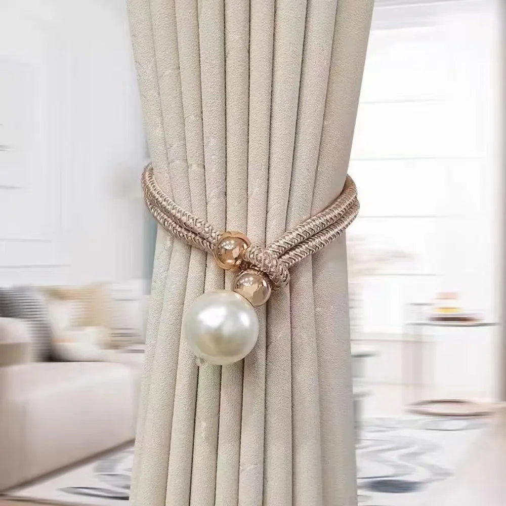 1PC Adjustable Pearl Curtain Clip Buckle Curtain Holder Pearl Binding Hook Home Decoration Accessories Curtain Tieback