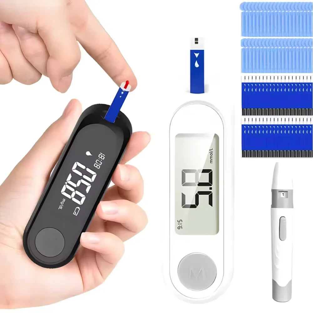 Blood Glucose Meter Diabetes Testing Kit Diabetes Lancet Machine Glucometer with 50pcs Test Strips+50 Lancets Blood Sugar Meter