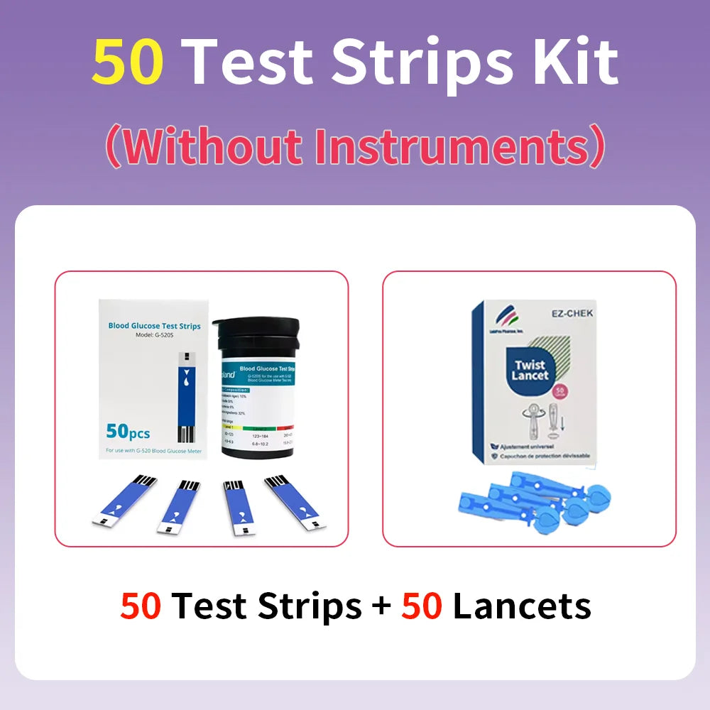 Blood Glucose Meter Diabetes Testing Kit Diabetes Lancet Machine Glucometer with 50pcs Test Strips+50 Lancets Blood Sugar Meter