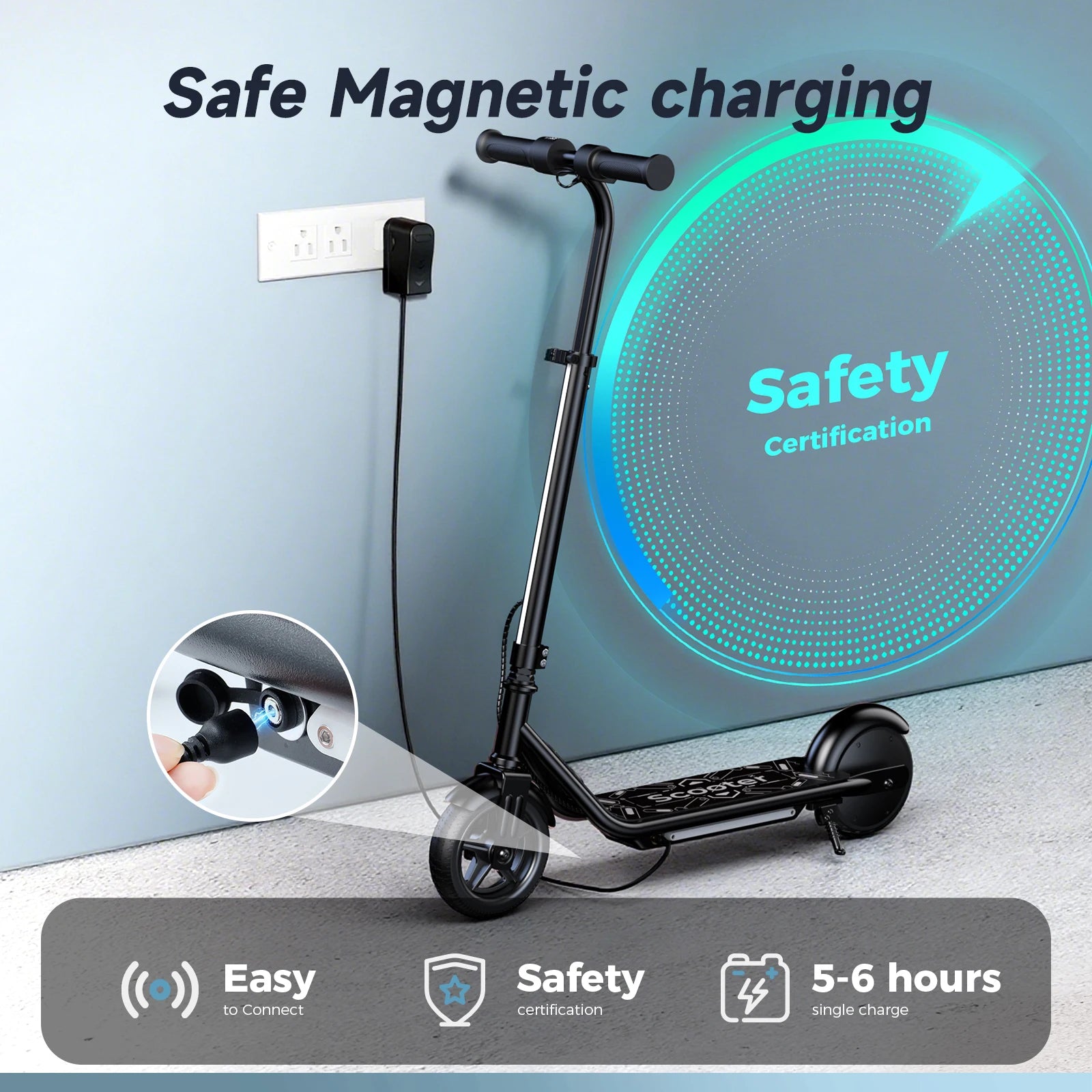 Kids Electric Scooter K2Pro 150W Motor 6 Inch Tires 18V Battery 16km H Top Speed 6-9km Range Orange Black 3 Speed Gears with LED