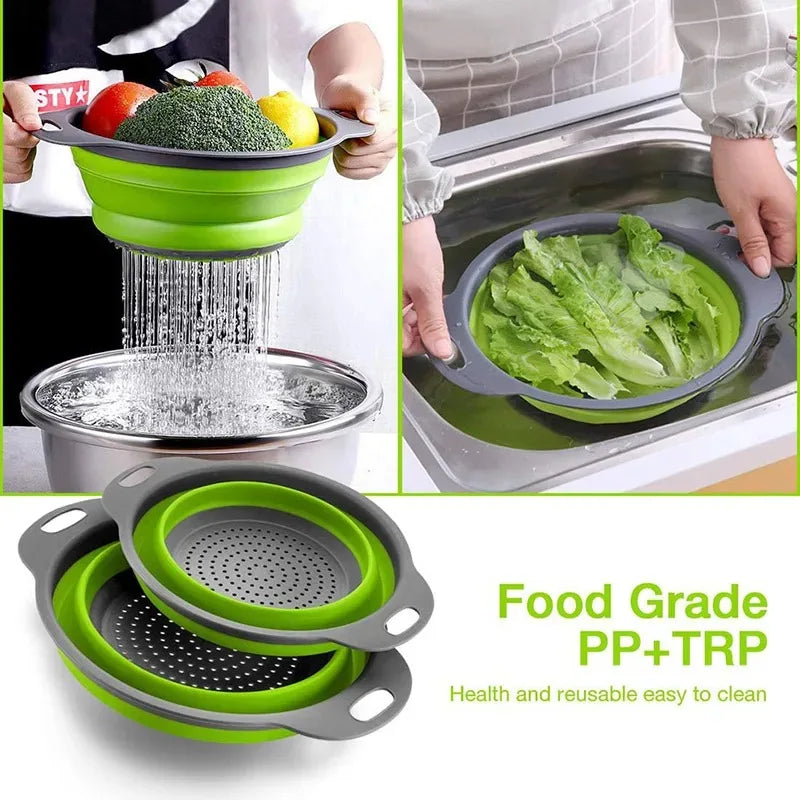 Silicone Folding Drain Basket Fruit Vegetable Washing