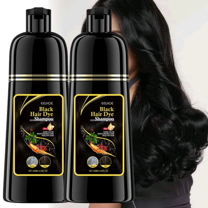2pcs Black Hair Colouring Shampoo Natural Herbal Essence 3 in 1