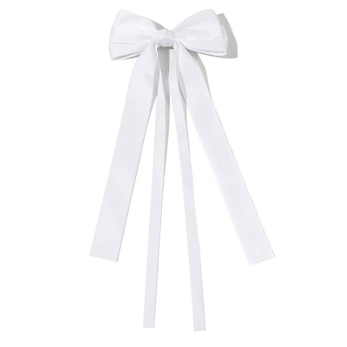 Solid Double Bowknots Hair Clips Women Long Ribbon Bow