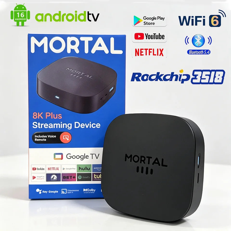 New 2026  Android TV Box T1+ Rockchip RK3518 Android 14 8GB RAM 128GB ROM WiFi 6 BT 5.4