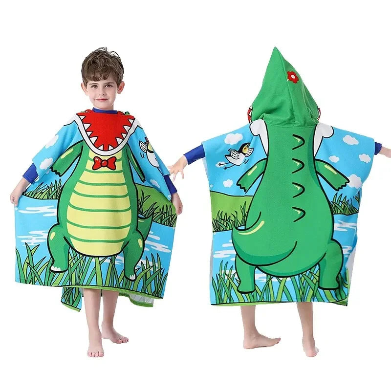 Cartoon Animals Hooded Beach Towel Cute Bath Soft Microfiber For Kids Toddlers Pool Poncho