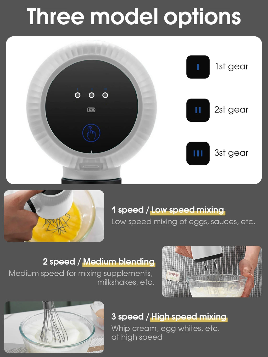 USB Rechargeable Electric Hand Blender Wireless Portable