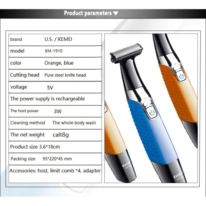 Kemei Professional Electric Shaver for Men Rechargeable