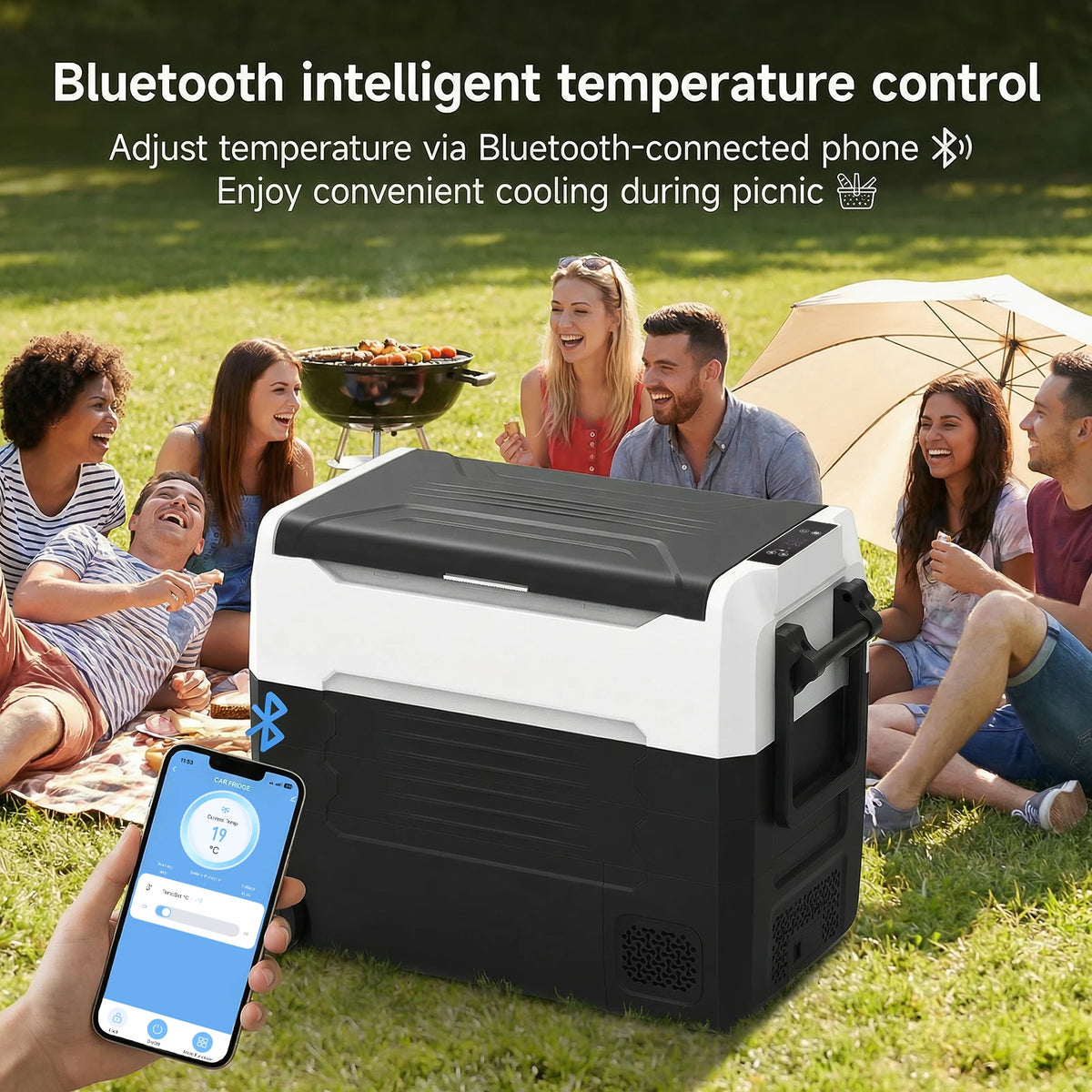 Podofo 55L Car Refrigerator Mini Fridge Freezer Portable Compressor Cooler 12/24V DC 110-240V Ice Box for Camping Home Garages