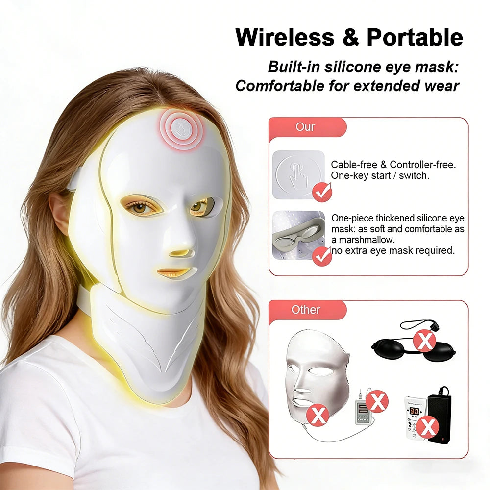 7 Colors Photon Face Neck Beauty Mask Wireless Facial LED