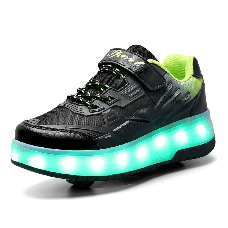 Children 2Wheels Roller Skates Shoes USB Charging Invisible Detachable Equipped with LED Lights