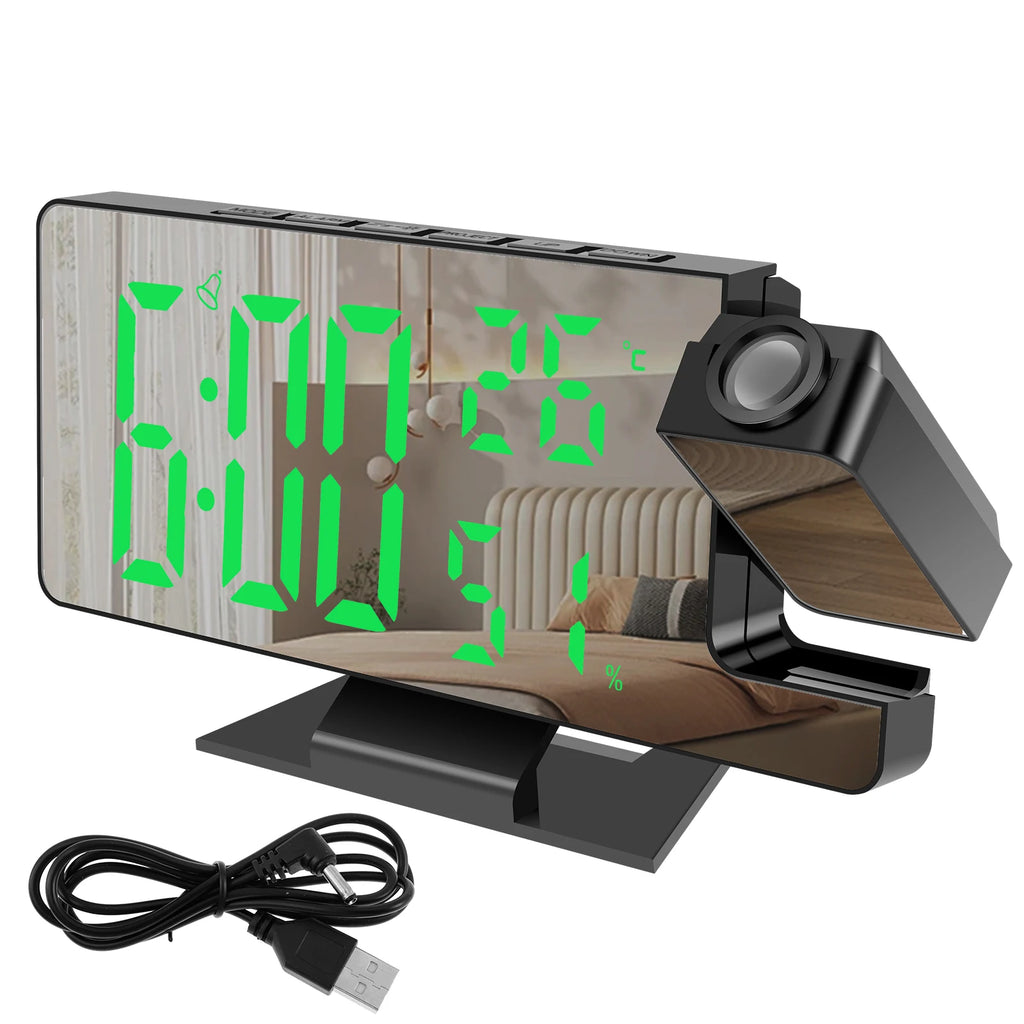 Digital Alarm Clock 12/24H Ceiling Projection Alarm