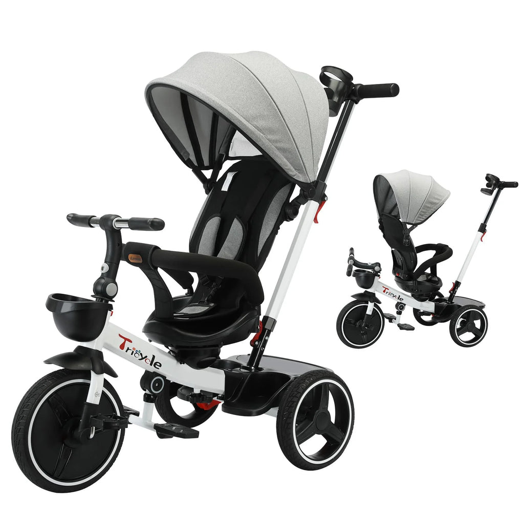 5-in-1 Baby Tricycle & Push Bike Steering Stroller (18 Months-5 Years) - Ideal for Toddlers & Preschoolers, Outdoor Camping Toys