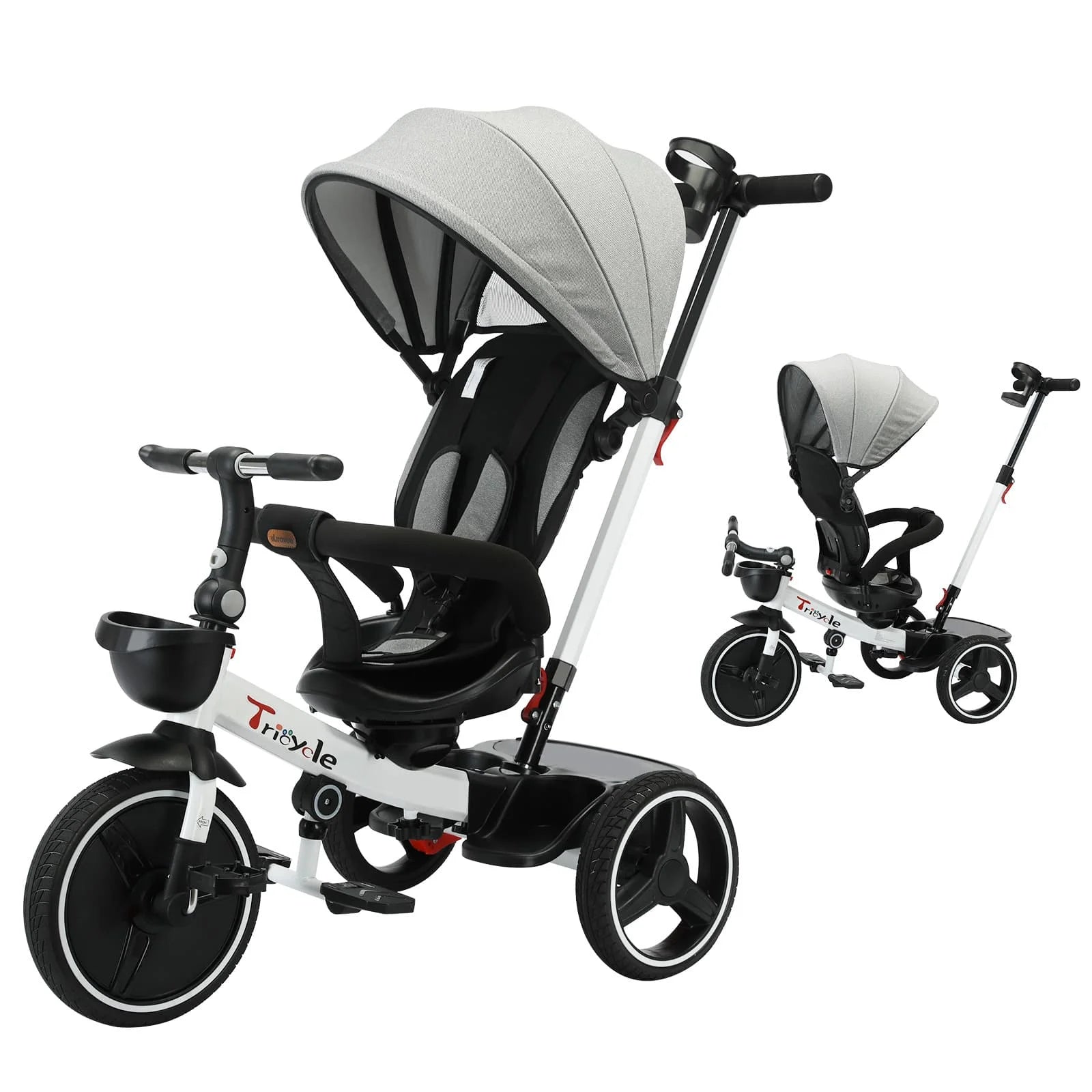 5-in-1 Baby Tricycle & Push Bike Steering Stroller (18 Months-5 Years) - Ideal for Toddlers & Preschoolers, Outdoor Camping Toys