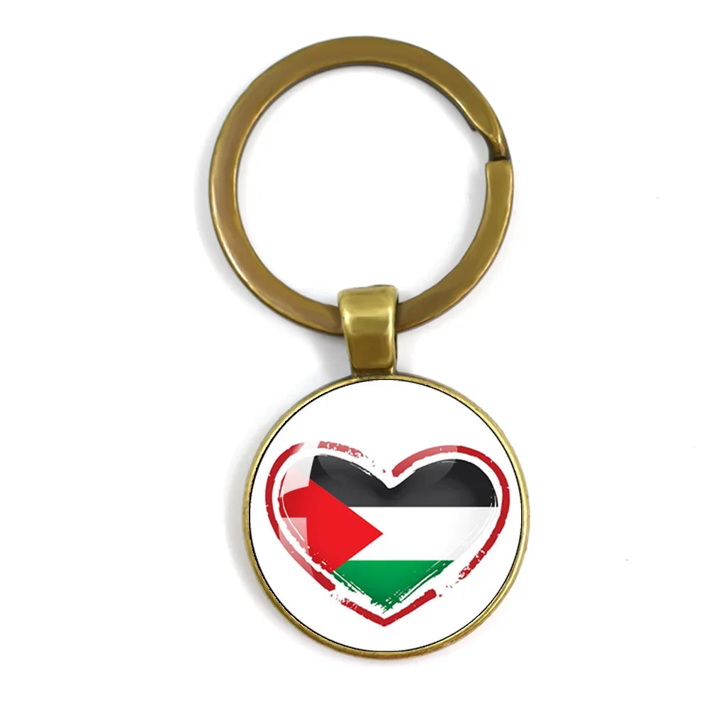 Personalized Art Patterns  Palestine Nation Flag Emblem 25mm Glass Cabohcon Keychain