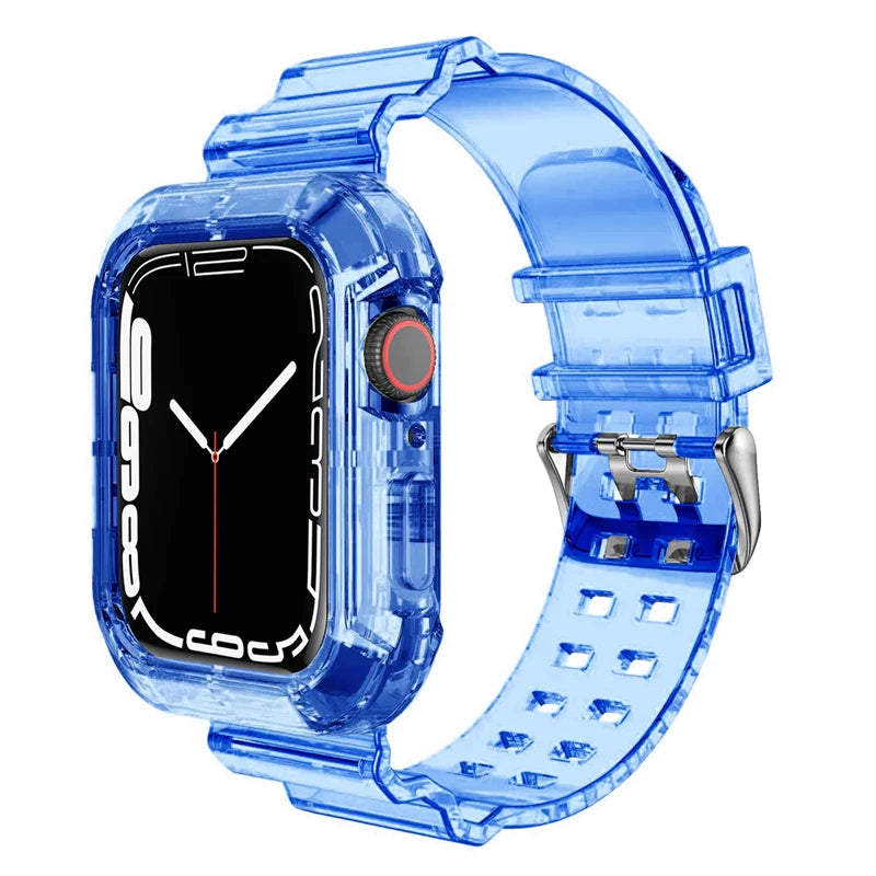 Clear Band + Case for Apple Watch 11 10 9 8 7 6 5 SE 4 38MM 42MM 46MM