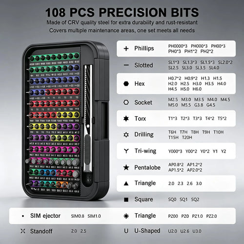 132 in 1 Mini Precision Screwdriver Set Color-Coded Manual Magnetic Tool