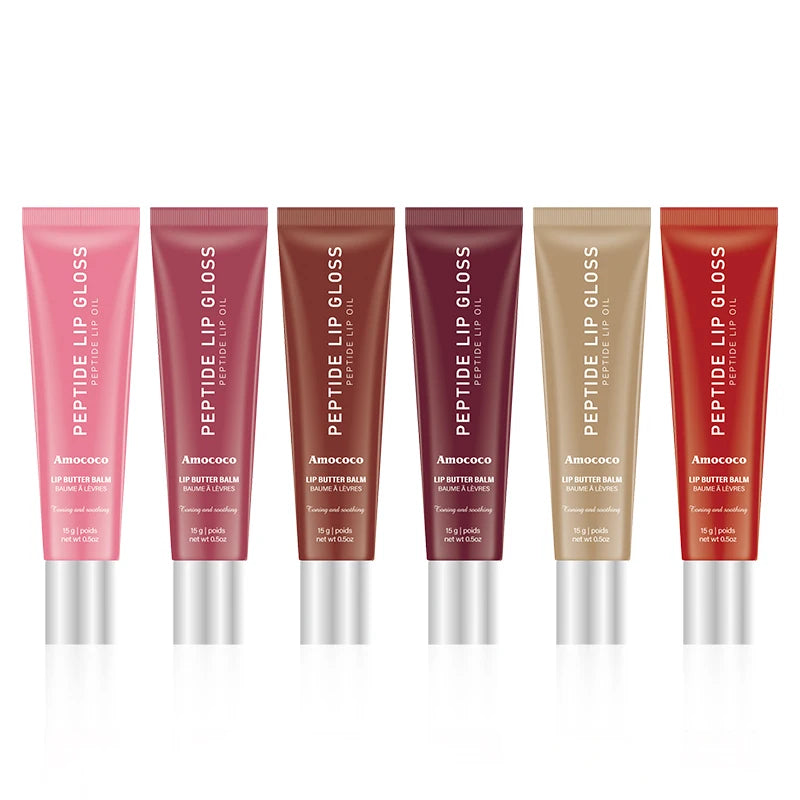 Amococo 2pcs Plumping Peptide Lip Oil 6 Colors Tinted