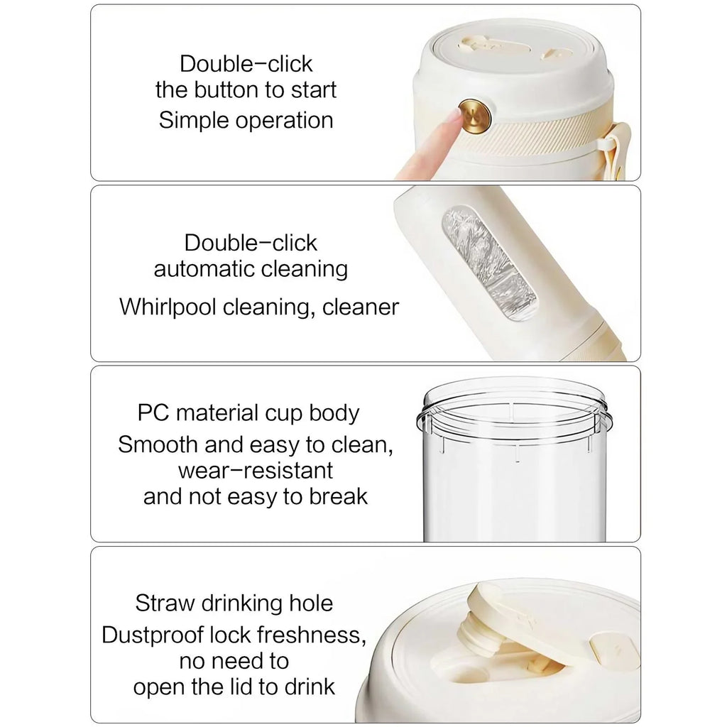 USB Rechargeable Electric Juicer Cup, Portable Mini Smoothie Blender Ice Crusher