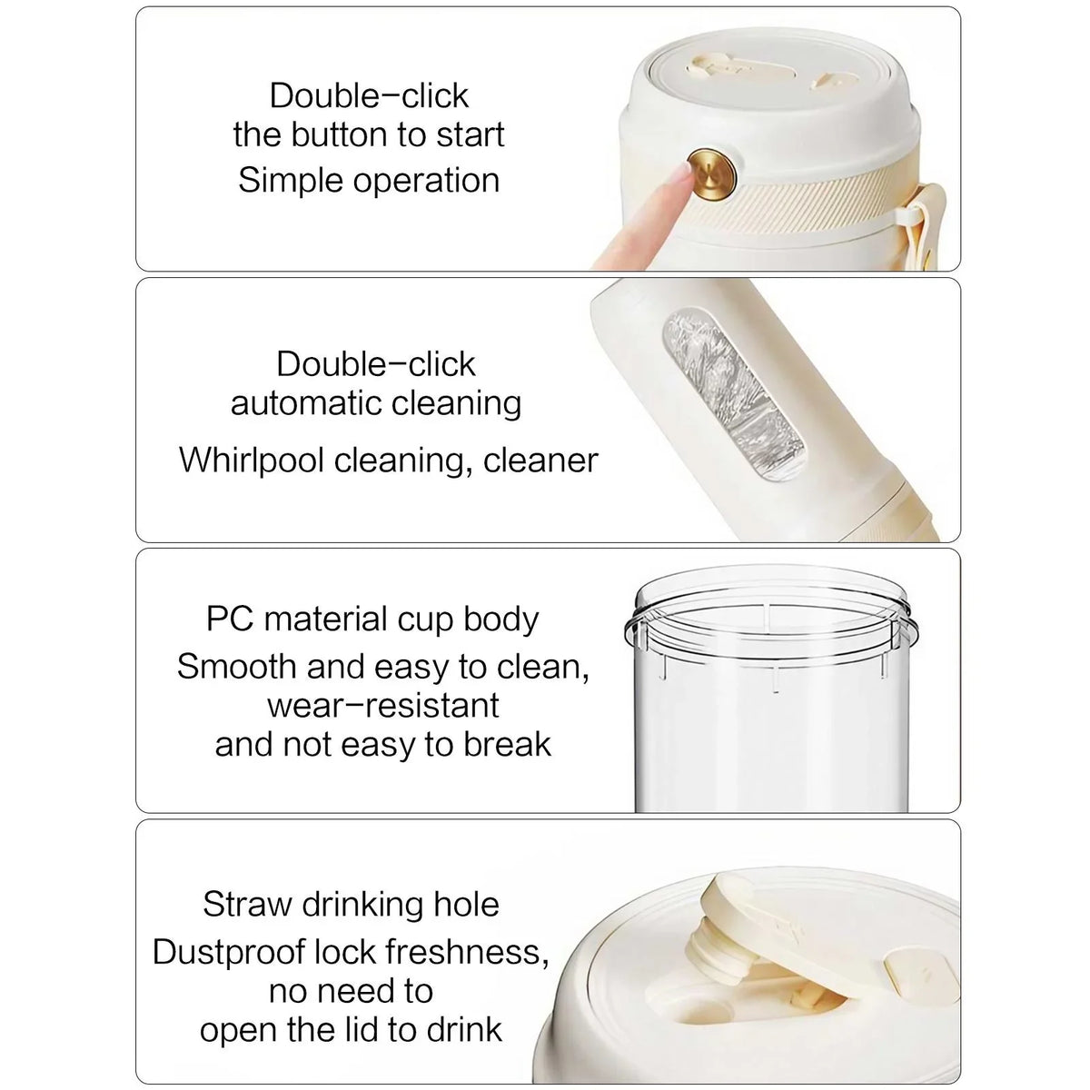 USB Rechargeable Electric Juicer Cup, Portable Mini Smoothie Blender Ice Crusher