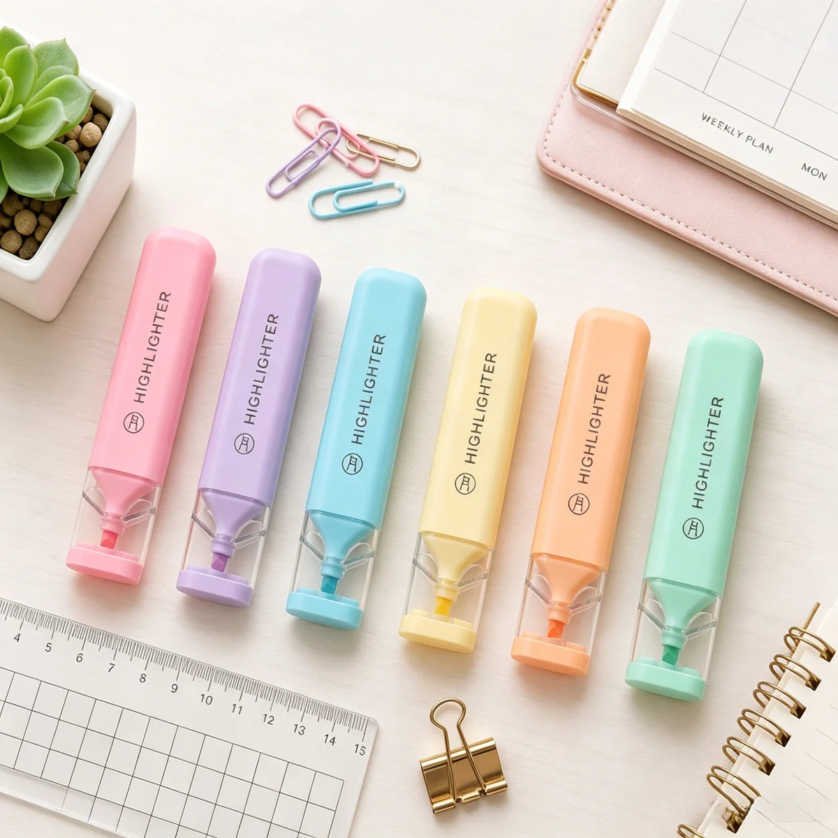 6pcs Back to School Water-Based Highlighters