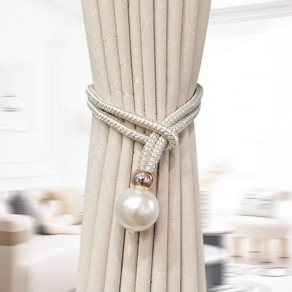 1PC Adjustable Pearl Curtain Clip Buckle Curtain Holder Pearl Binding Hook Home Decoration Accessories Curtain Tieback