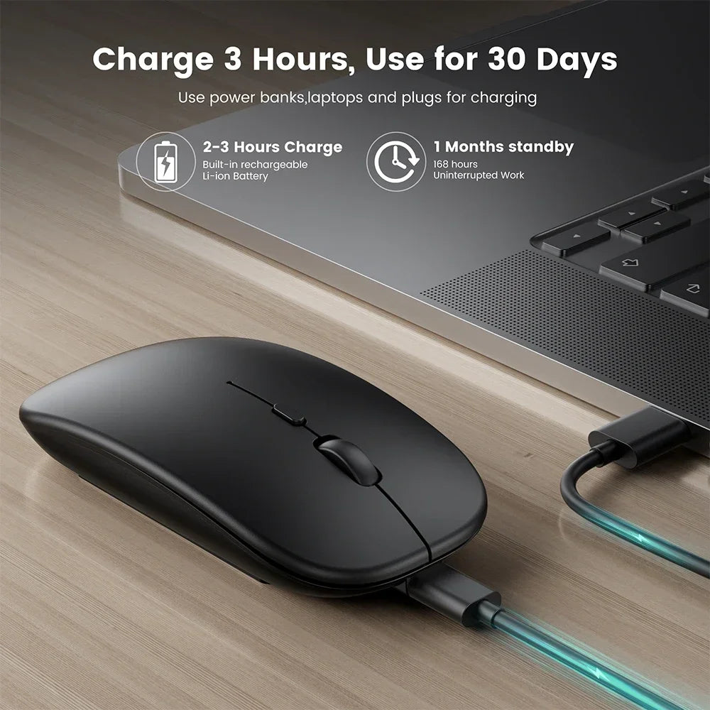 Rechargeable Wireless Mouse Bluetooth-compatible 2.4GHz