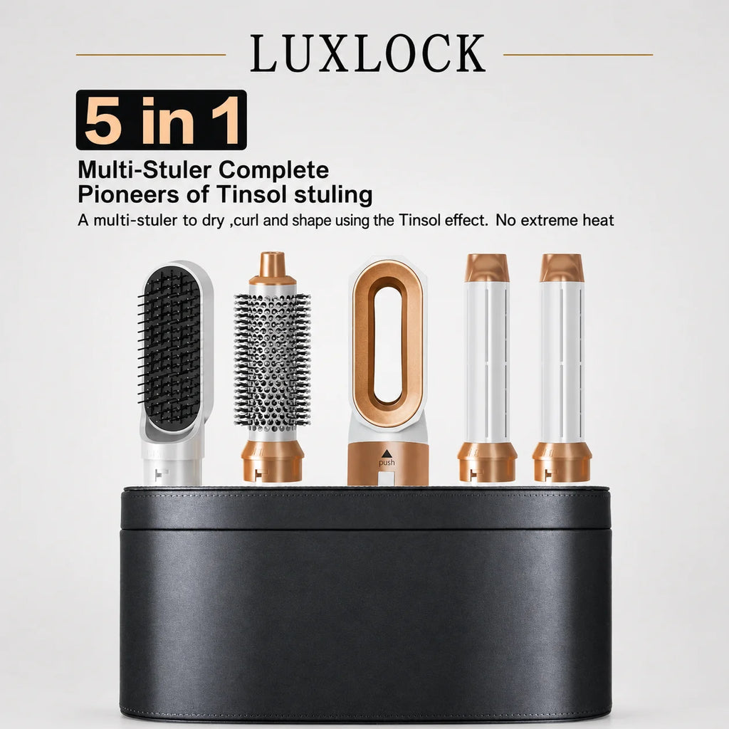 LUXLOCK 5-In-1 Hair Dryer Curling Iron Hot Air Comb Dyso