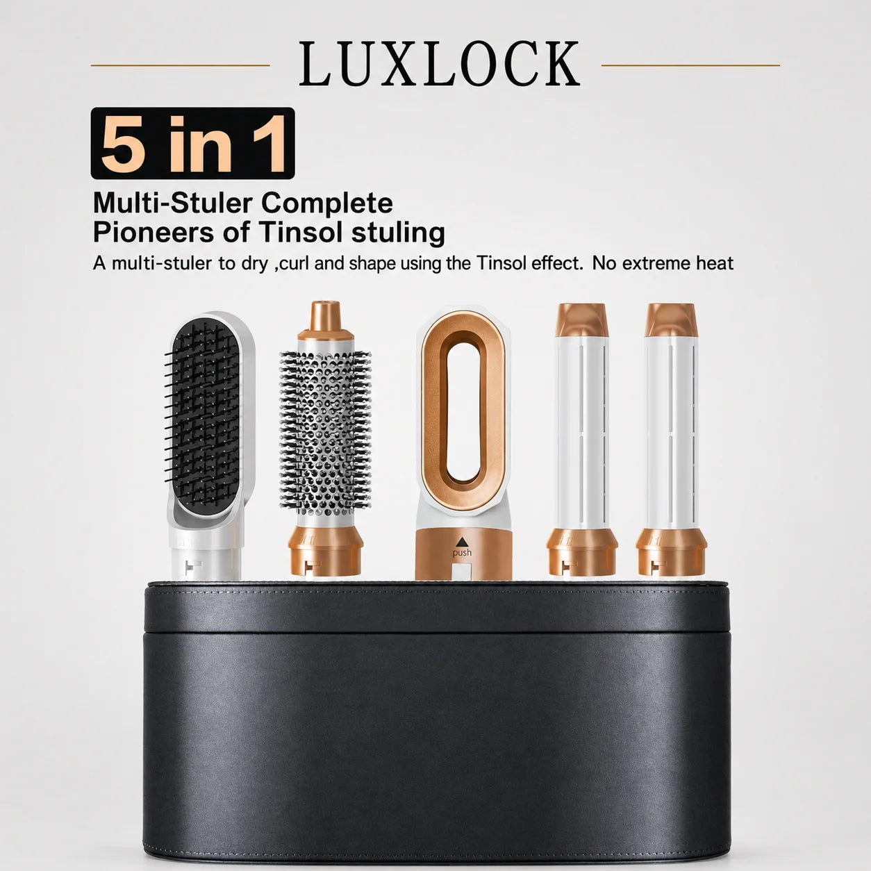 LUXLOCK 5-In-1 Hair Dryer Curling Iron Hot Air Comb Dyso