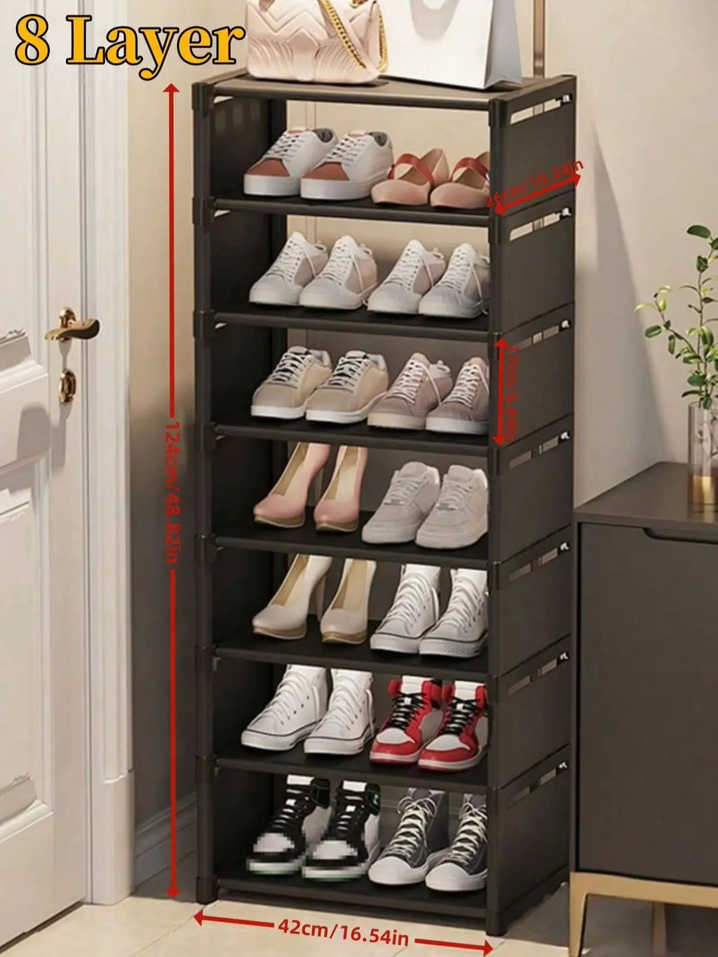 1PC Home 8-Layer Single-row Shoe Rack, Living Room