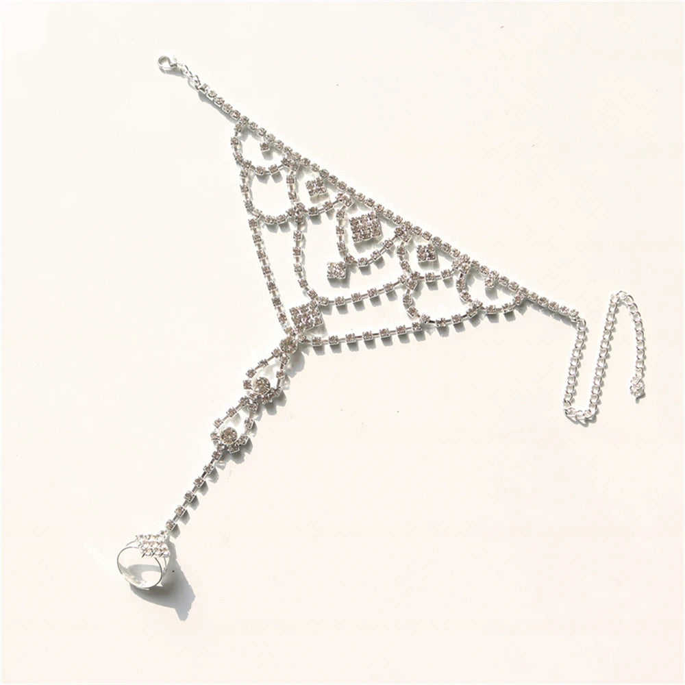 1ps Fashionable Shiny Finger Chain Jewelry Romantic Beach Party Minimalist Foot Chain Foot Accessories
