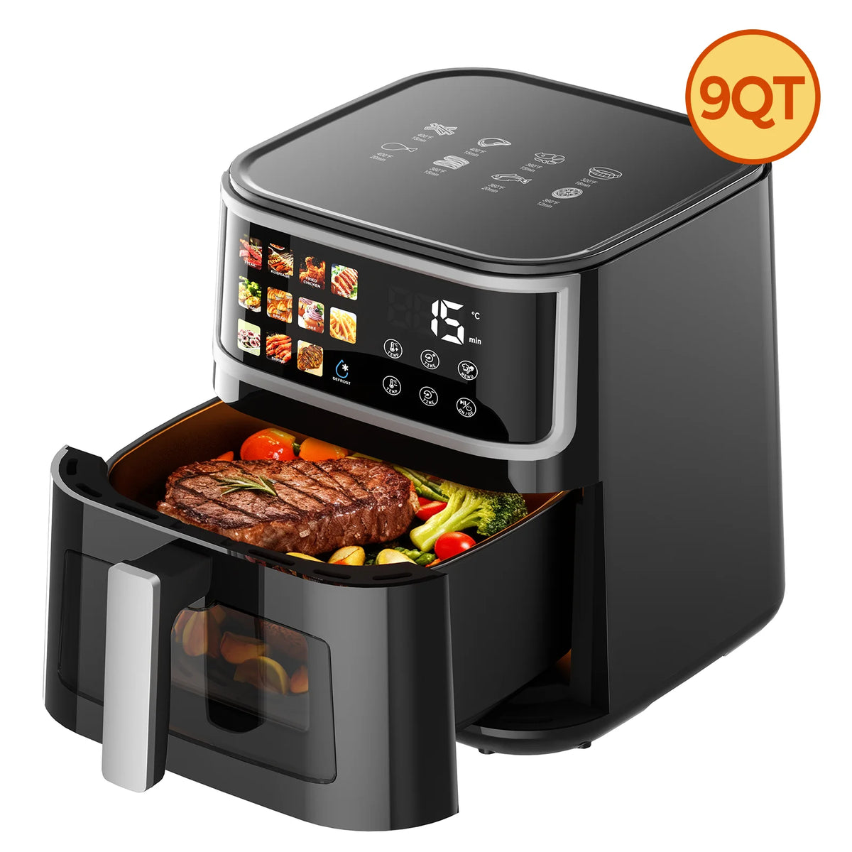 Smart Air Fryer 8L 1700W with Led Touch Screen 11 Preset Functions Max 200°C