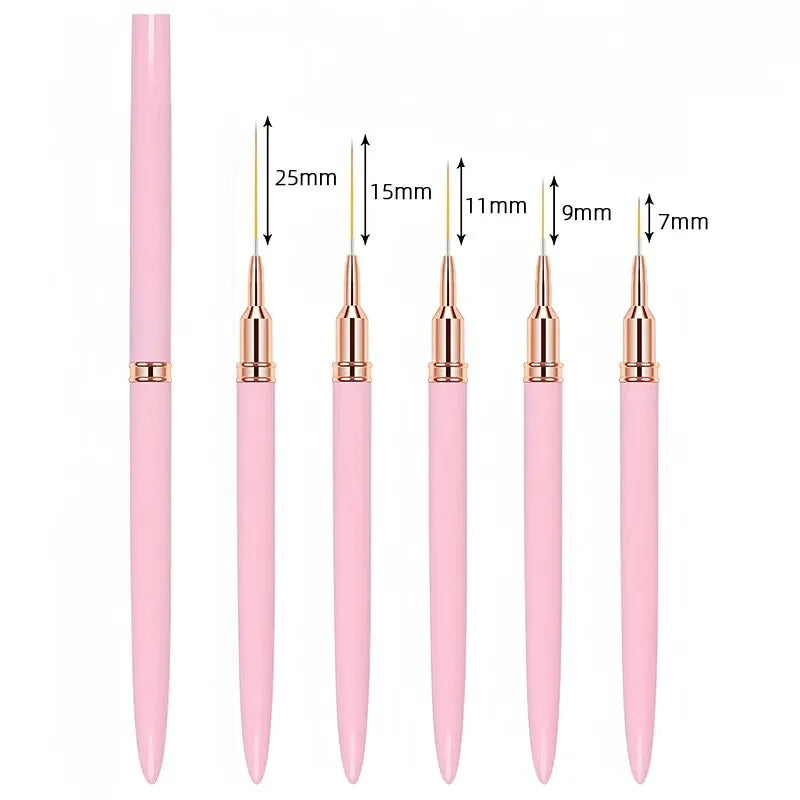5pcs Professional Nail Art Liners Striping Brushes Tool Ultra-thin Line Detail Drawing Painting Brushes Manicure Pen Tools