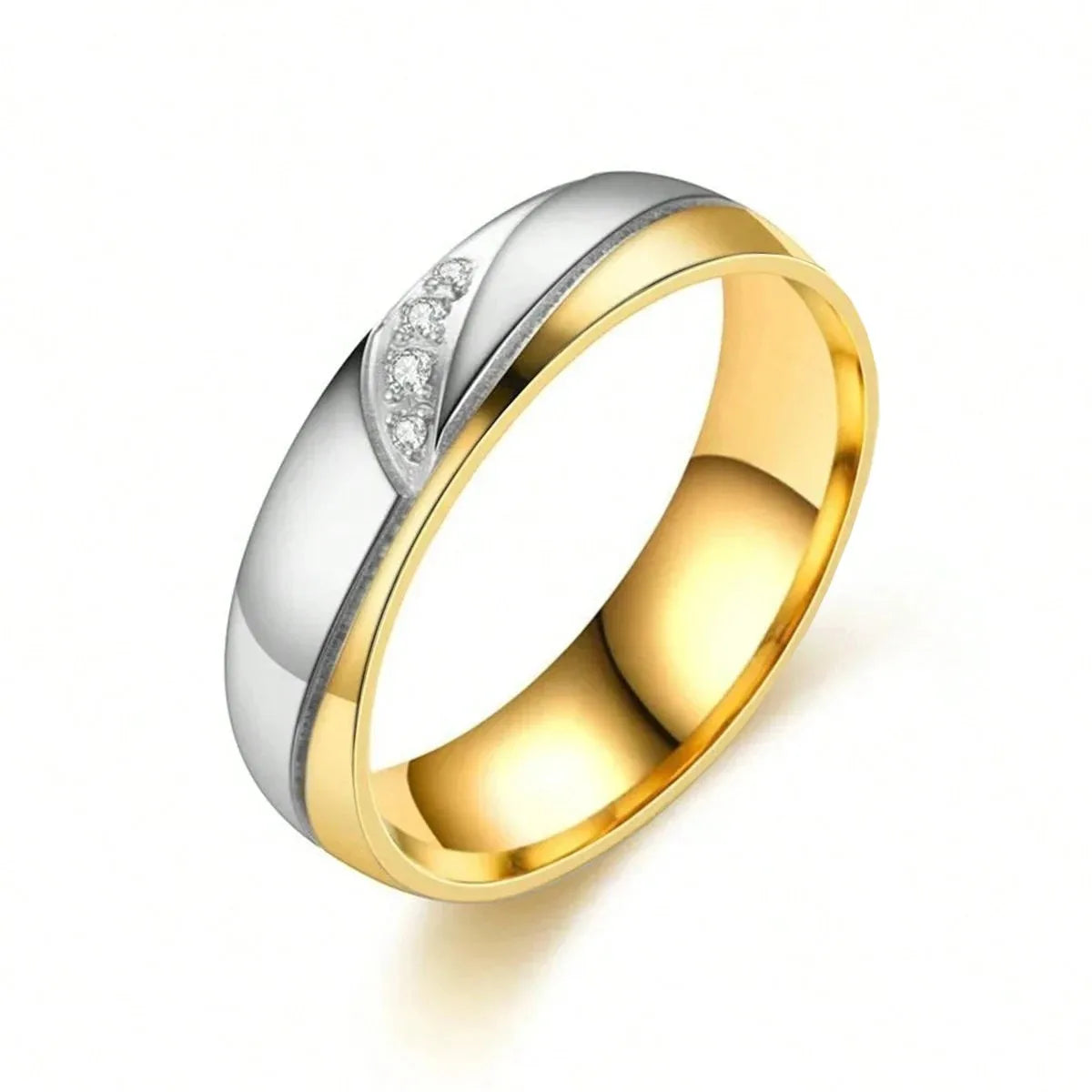 Fashion Stainless Steel Couple Rings For Men Women with Rhinestones