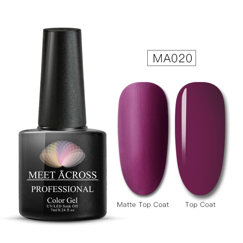 MEET ACROSS 7ml Purple Nail Gel Polish Semi Permanent Nail Art For Nails Decoration