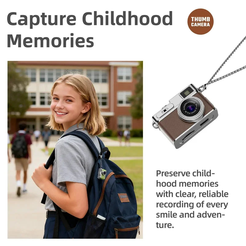 1080P HD Retro Mini Camera Thumb Camera Wearable Portable Mini Keychain Camera for Outdoor Travel Photography VLOG