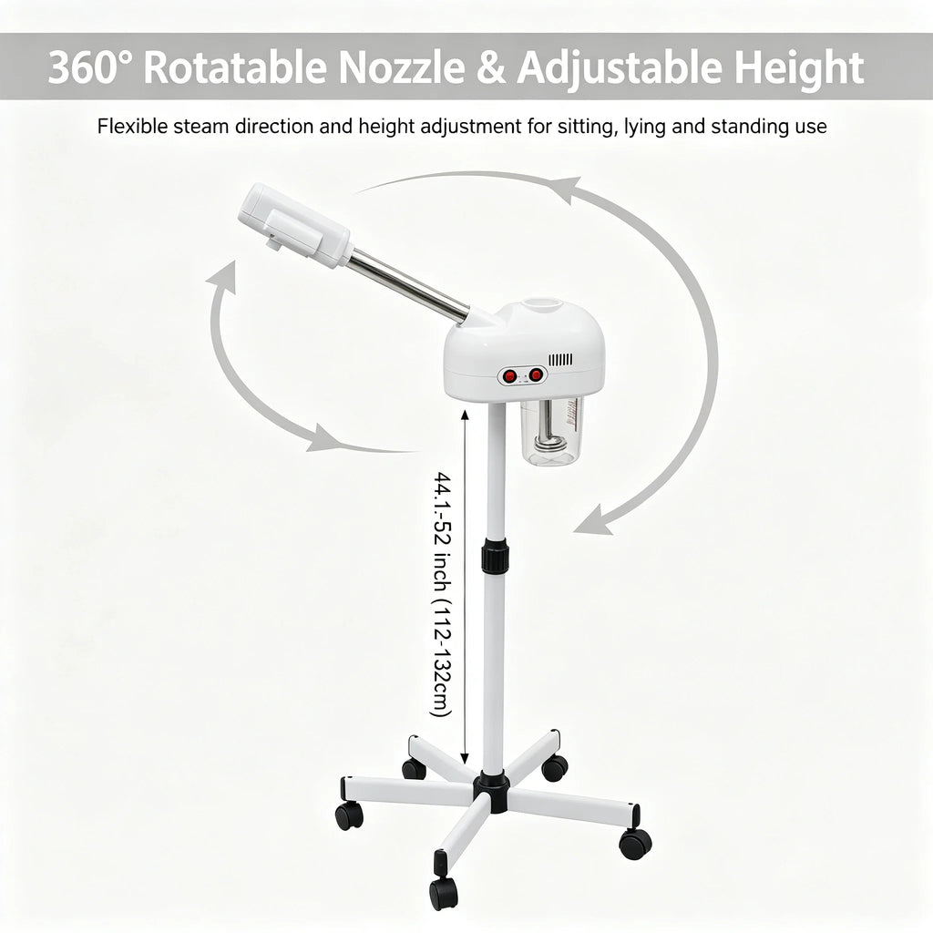 Facial Steamer 800W with Ozone-Ion Steam, 360° Rotatable Design for Salon & Home Spa