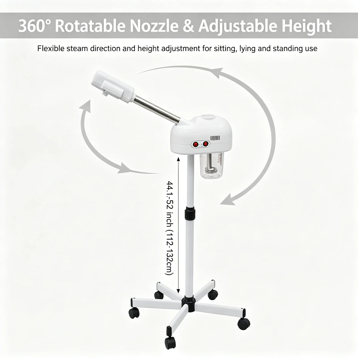 Facial Steamer 800W with Ozone-Ion Steam, 360° Rotatable Design for Salon & Home Spa